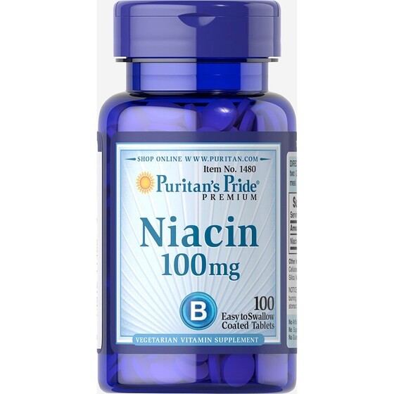 Viên uống Puritan’s Pride NIACIN 100mg (Hộp 100 viên) – Bổ sung vitamin HỖ TRỢ GIẢM MỤN, VIÊM DA ở người lớn