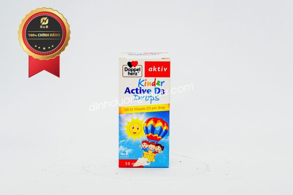 Doppelherz Aktiv Kinder Active D3 Drops chứa Vitamin D3 trong dầu hướng dương tự nhiên, không có chất bảo quản, không hương liệu