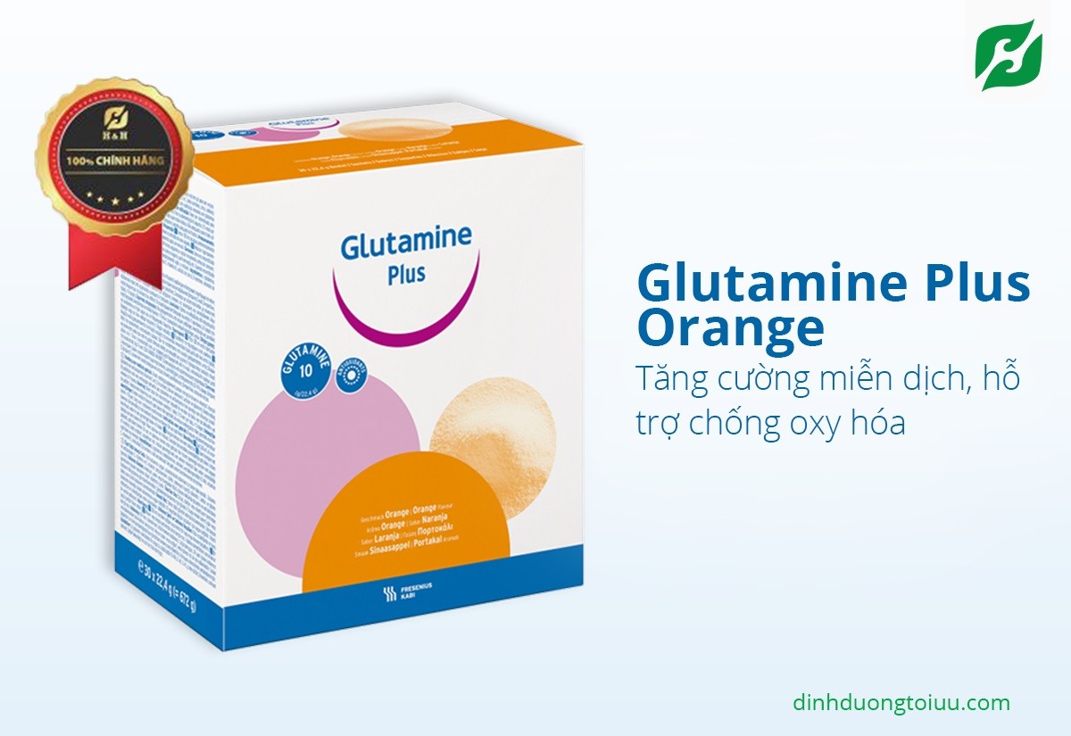 GLUTAMINE PLUS ORANGE 30 gói – Dinh dưỡng y học cho bệnh nhân SAU PHẪU THUẬT hoặc VIÊM NHIỄM MÃN TÍNH