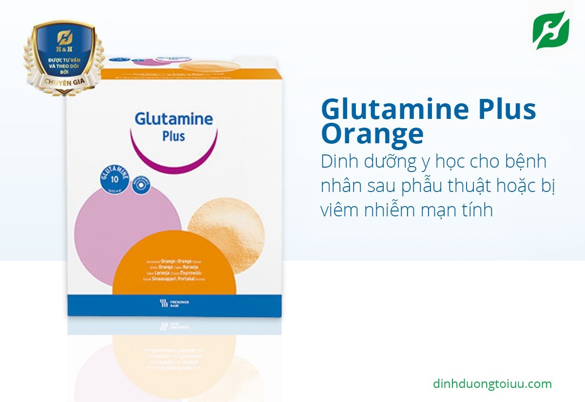 GLUTAMINE PLUS ORANGE 30 gói – Dinh dưỡng y học cho bệnh nhân SAU PHẪU THUẬT hoặc VIÊM NHIỄM MÃN TÍNH