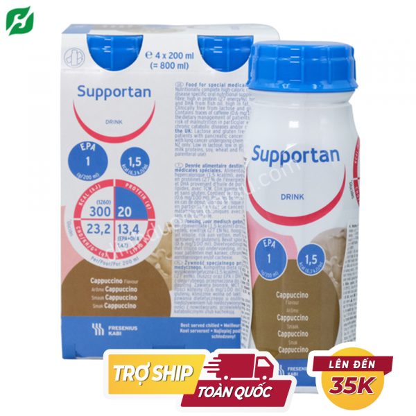 (Thùng 6 lốc) Sữa SUPPORTAN DRINK (200ml) - Dinh dưỡng vàng cho bệnh nhân UNG THƯ