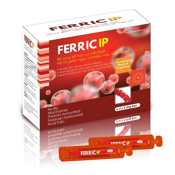 FERRIC IP 50mg (Hộp 20 ống) - Thực phẩm chức năng BỔ SUNG SẮT cho cơ thể HỖ TRỢ TẠO MÁU, GIẢM THIẾU MÁU DO THIẾU SẮT