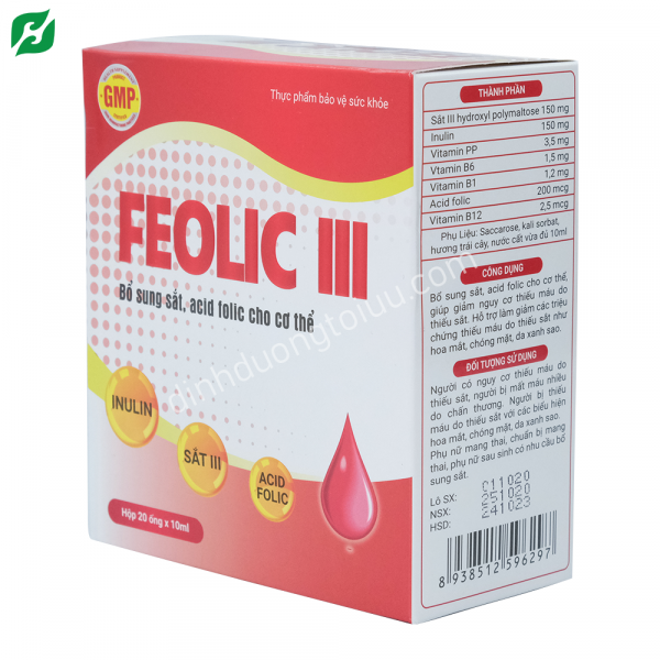 FEOLIC III 150 mg - Thực phẩm chức năng BỔ SUNG SẮT VÀ VITAMIN NHÓM B cho NGƯỜI THIẾU MÁU THIẾU SẮT