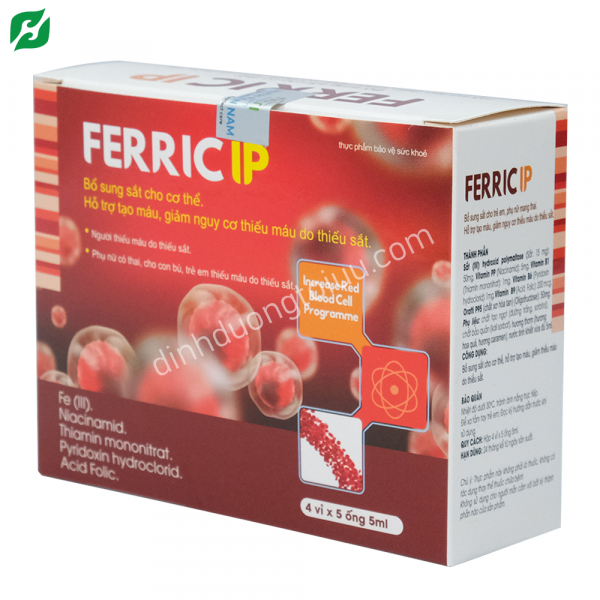 FERRIC IP 50mg (Hộp 20 ống) - Thực phẩm chức năng BỔ SUNG SẮT, HỖ TRỢ TẠO MÁU