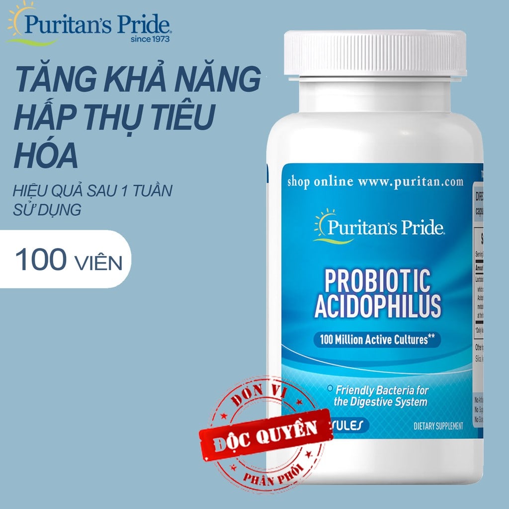 Men vi sinh Puritan’s Pride Probiotic Acidophilus - Tăng cường lợi khuẩn, cân bằng hệ vi sinh đường ruột