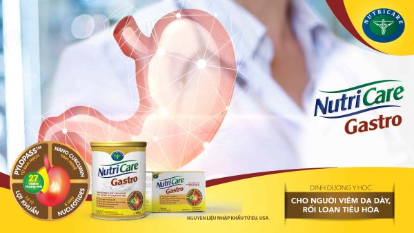 Sữa Nutricare Gastro là sản phẩm dinh dưỡng y học cho người viêm dạ dày, rối loạn tiêu hóa với dưỡng chất Pylopass và Tinh nghệ curcumin giúp bảo vệ dạ dày toàn diện.
