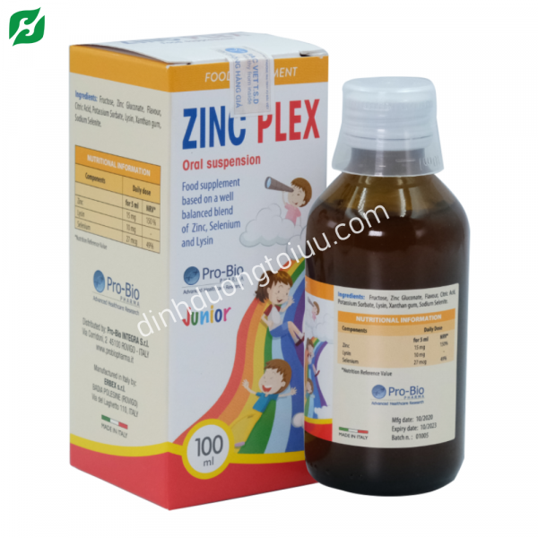 Thực phẩm bổ sung kẽm ZINC PLEX 100ml - Tăng đề kháng, kích thích tiêu hóa, giúp trẻ ăn ngon miệng
