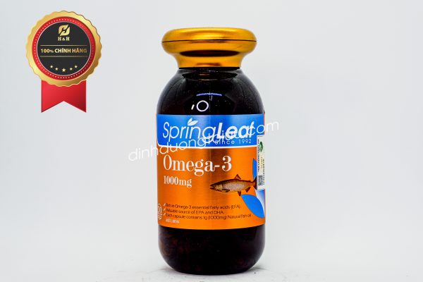 Viên uống dầu cá Spring Leaf Omega-3 1000mg chứa DHA và EPA– Tăng cường sáng mắt, hỗ trợ tim mạch não bộ.