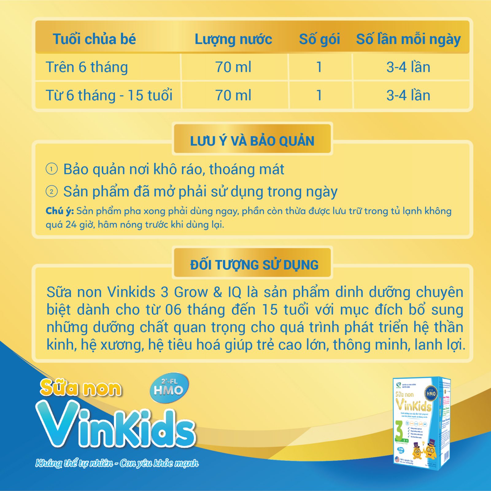 Hướng dẫn sử dụng sữa non Vinkids số 3 Grow & Iq