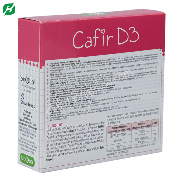 Cafir D3 20 Gói - Bảo vệ và phát triển cơ thể với Canxi và D3