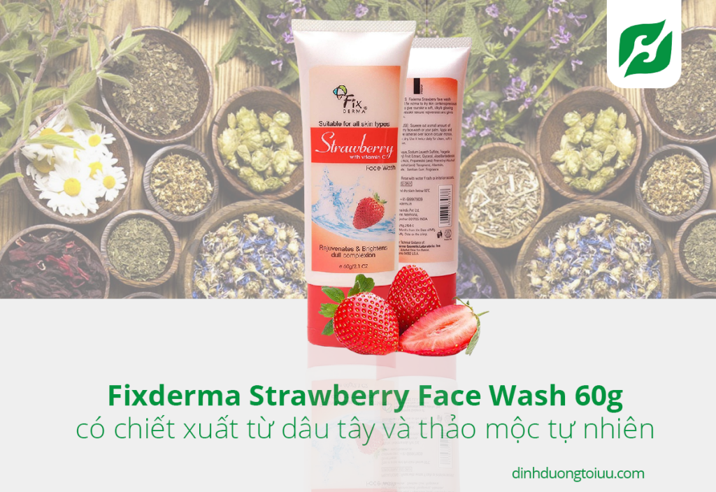  Fixderma Strawberry Face Wash 60g có chiết xuất từ dâu tây và thảo mộc tự nhiên