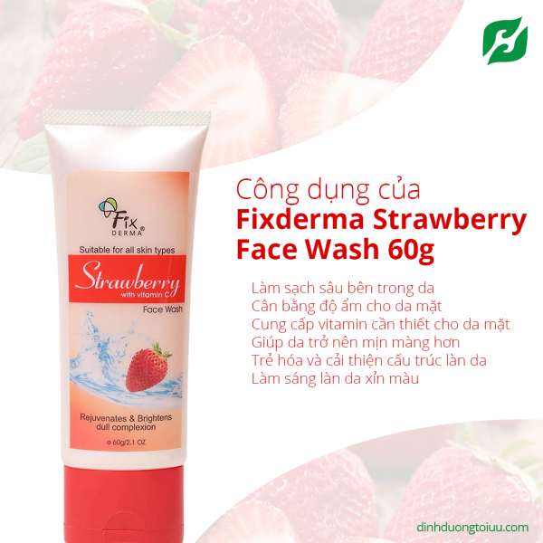 Fixderma Strawberry Face Wash 60g - Sữa rửa mặt dâu tây trẻ hóa làn da