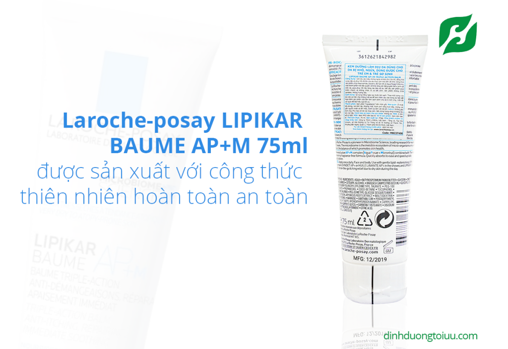  Laroche-posay LIPIKAR BAUME AP+M 75ml được sản xuất với công thức thiên nhiên hoàn toàn an toàn