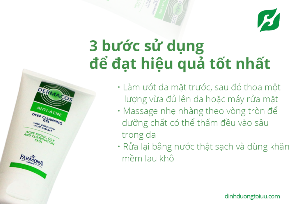 3 bước sử dụng sữa rửa mặt Dermacos anti-acne đạt hiệu quả tốt nhất