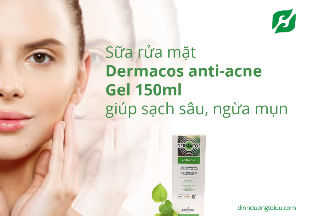 Sữa rửa mặt Dermacos anti-acne Gel 150ml giúp sạch sâu, ngừa mụn