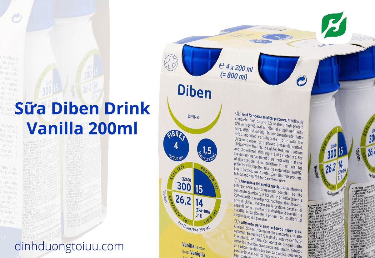 Sữa Diben Drink Vanilla 200ml – Thực phẩm chuyên biệt cho người tiểu đường
