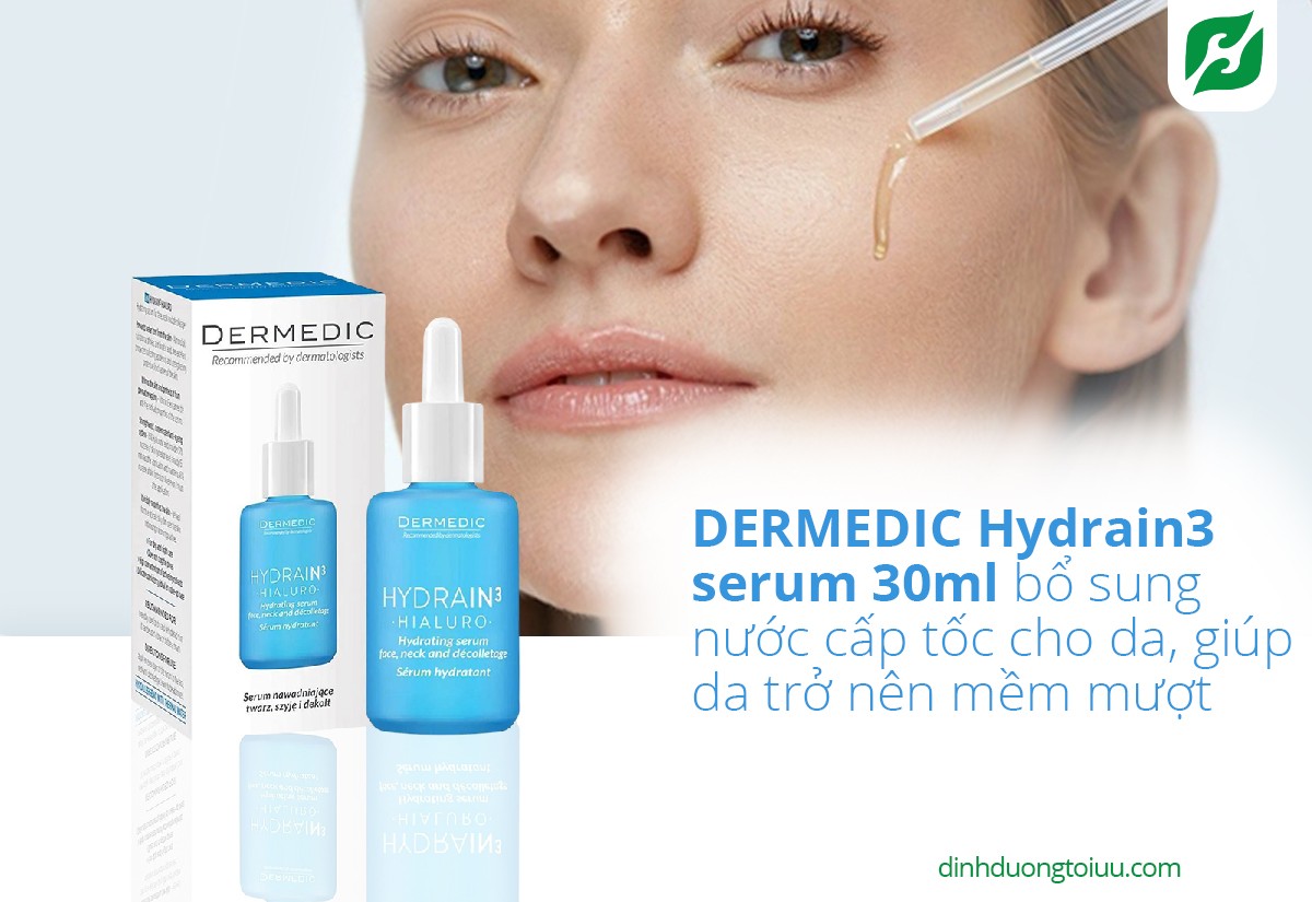 DERMEDIC Hydrain3 serum 30ml bổ sung nước cấp tốc cho da, giúp da trở nên mềm mượt