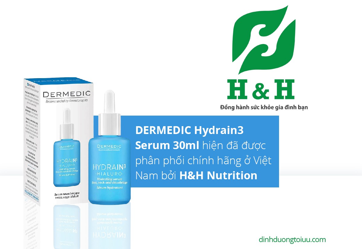 DERMEDIC Hydrain3 Serum 30ml hiện đã được phân phối chính hãng ở Việt Nam bởi H&H Nutrition