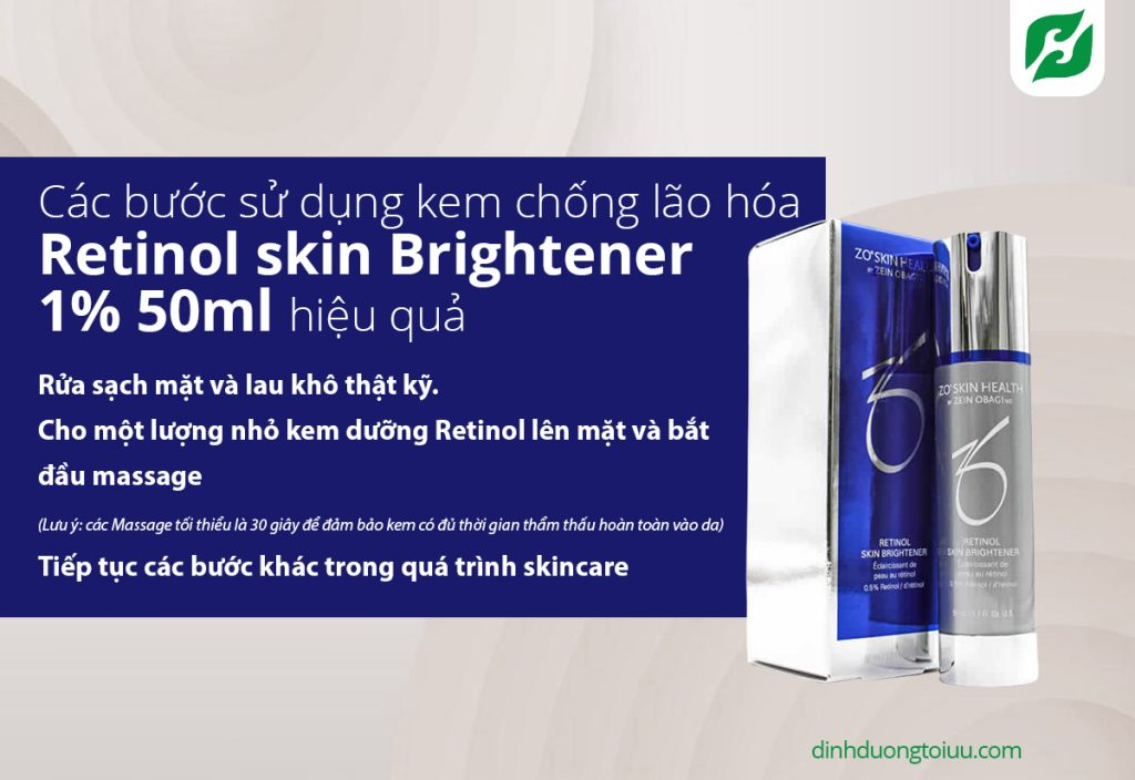 Các bước sử dụng kem chống lão hóa Retinol skin Brightener 1% 50ml hiệu quả 