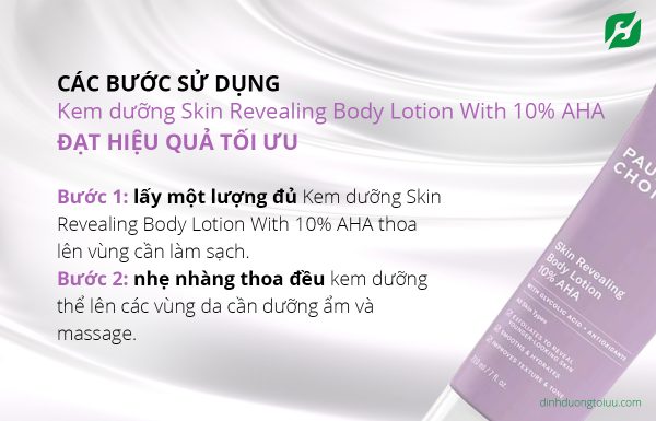 Các bước sử dụng Kem dưỡng Skin Revealing Body Lotion With 10% AHA đạt hiệu quả tối ưu