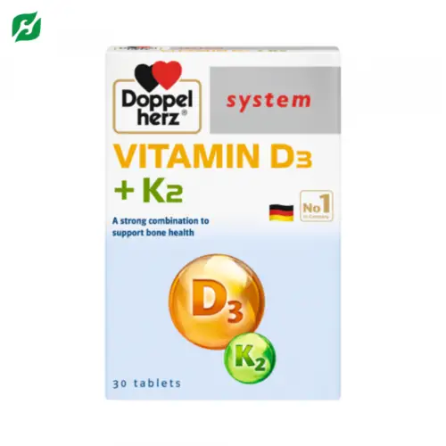 Doppelherz Vitamin D3 + K2 – Viên uống tăng cường khả năng hấp thụ Canxi, hỗ trợ xương khớp