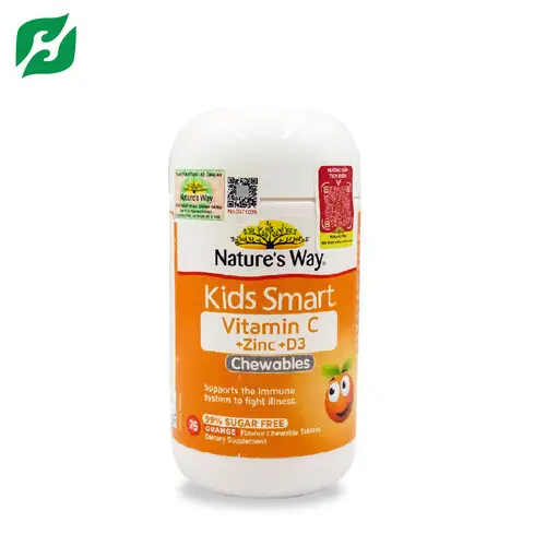 Nature’s Way Kids Smart Vitamin C + Zinc + D3 Chewable – Viên nhai bổ sung Vitamin C, Kẽm và D3