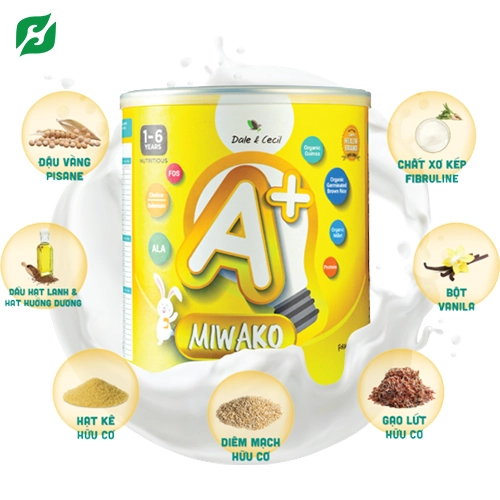 Sữa Miwako A+ 400g – Dòng sữa bột thực vật hữu cơ vị Vani cho bé từ 1-6 tuổi